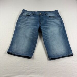 G Star Raw Jean Shorts Mens Size 38 Blue Denim Jorts Straight Leg Button Fly